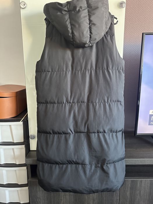 Черен дълъг ватиран елек