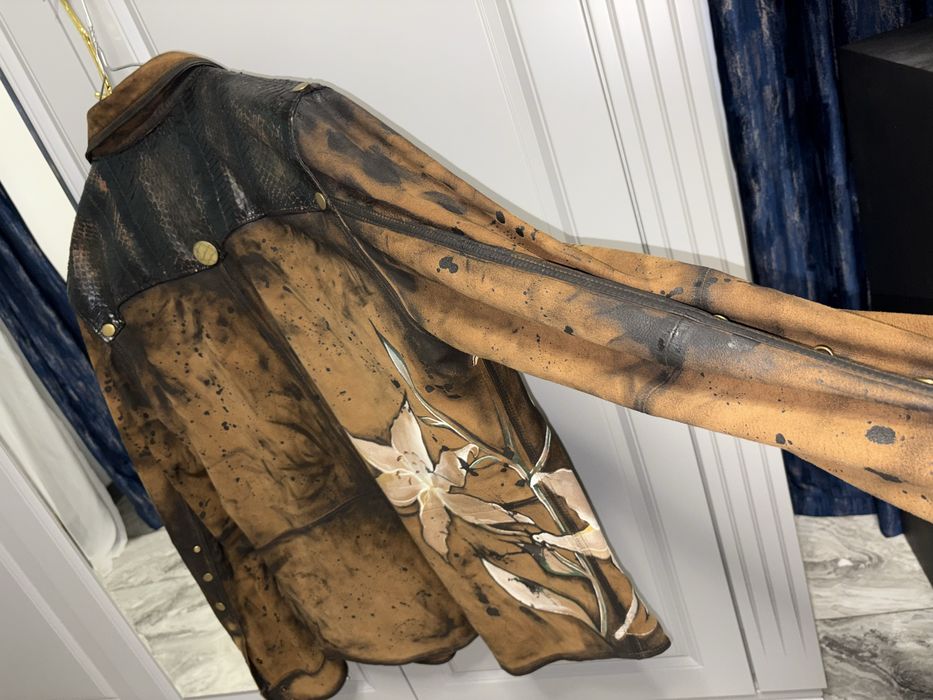 Geaca Massimo Dutti barbati XL dar merge L unic premium rara ediție limitată piele sarpe piton! pictată manual atelier specializat iasi centru500 euro