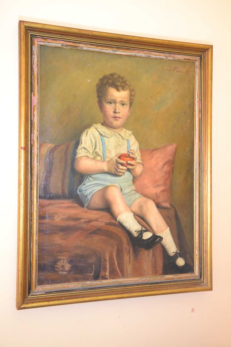 Tablou pictură ulei deosebit Ernst Frese (1939) Portret băiat 116x90cm