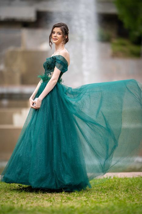 Луксозна бална зелена рокля/рокля за кума