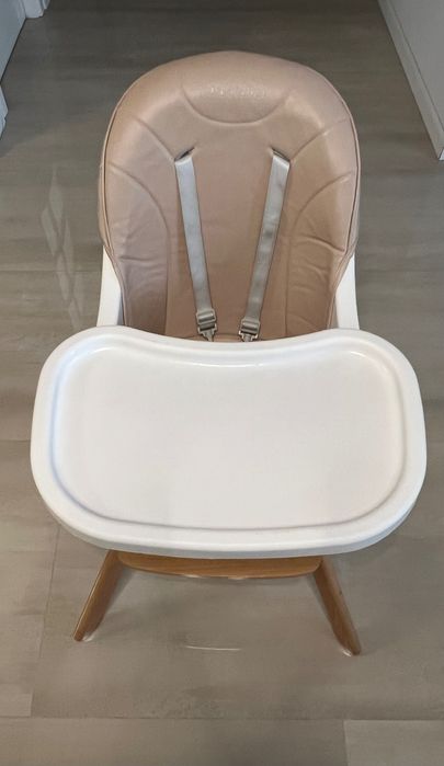 Scaun de masa, Ricokids, Lemn, Inaltime reglabila, Tava reglabila/detasabila, Centuri siguranta, culoare Roz