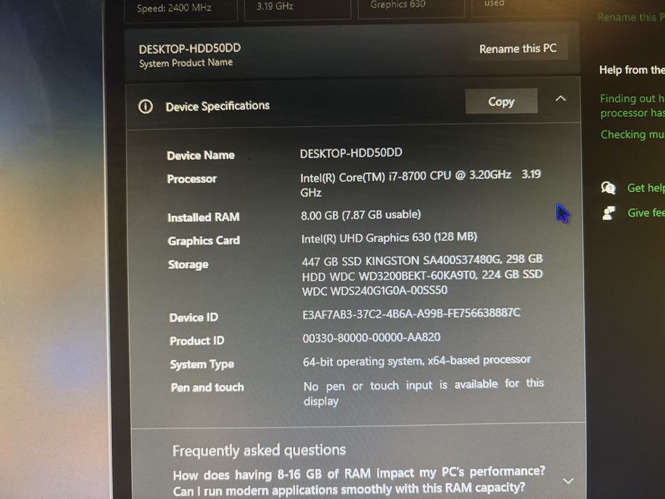 Vand pc office cu monitor asus 1TB spatiu ssd