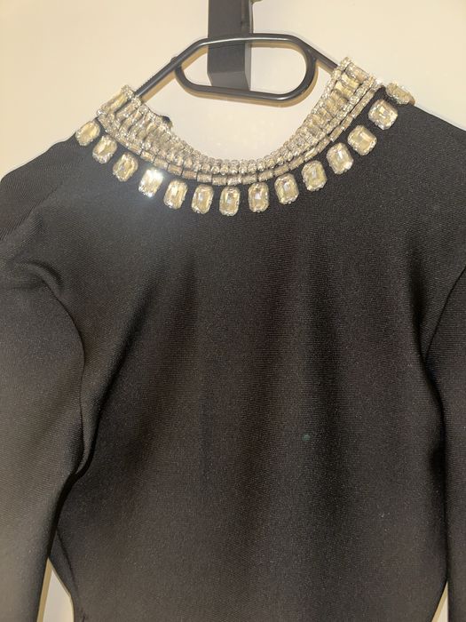 Стилна черна бандажна рокля