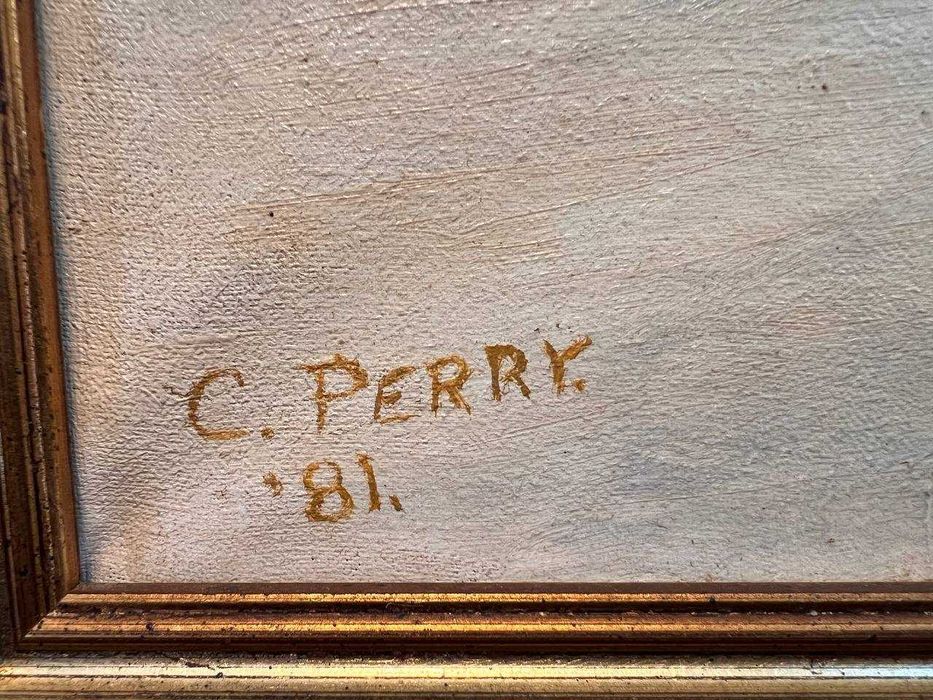 Tablou original ulei pe pânză, semnat C. Perry (Chris Perry), 1981