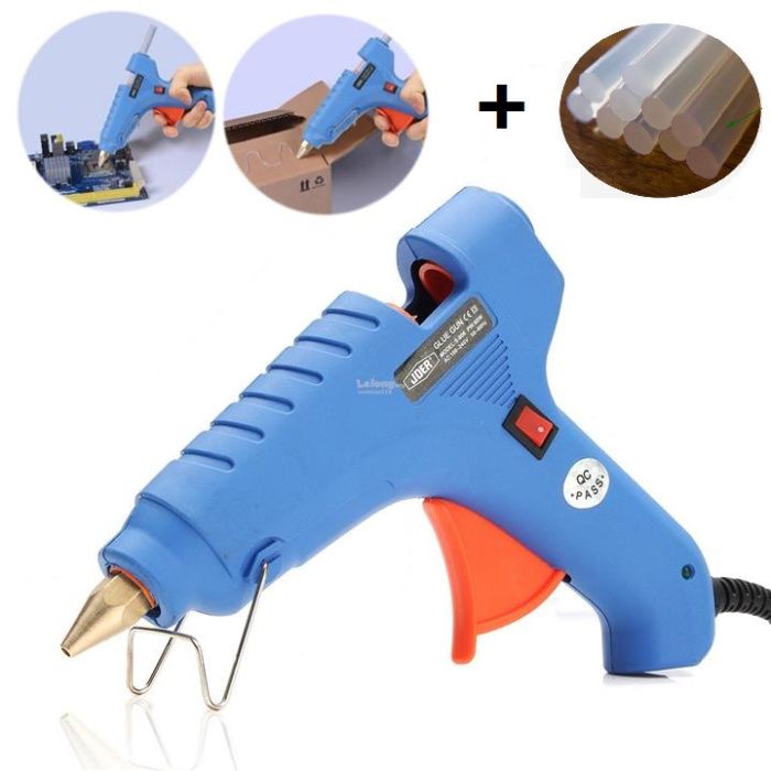 Пистолет за топъл силикон на ток с ПОДАРЪК 5 пълнитела/ уред за лепене