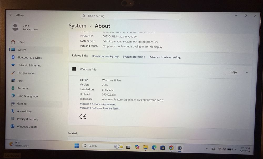 Lenovo ThinkPad X390 – i5-8365U, 8GB RAM, 256GB SSD, Windows 11 Pro