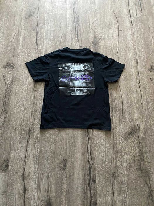 Tricou negru baggy print grafic mărime S uzat streetwear