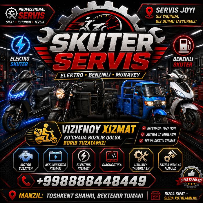 Skuteringiz buzildimi? Aloqaga chiqing sifatli xizmat koʻrsatamiz