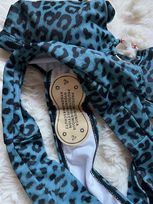 Costum de baie leopard print cu talie inalta