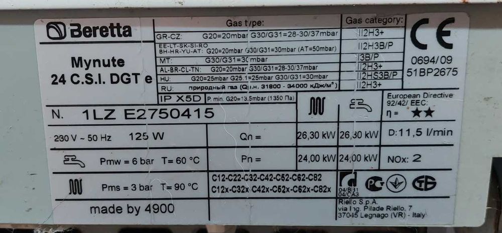 Depozit piese s.h. centrale BERETA MINUTE 24 CSI