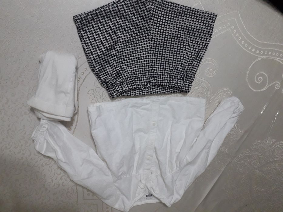 Тройка для девочек рубашка шорты колготки