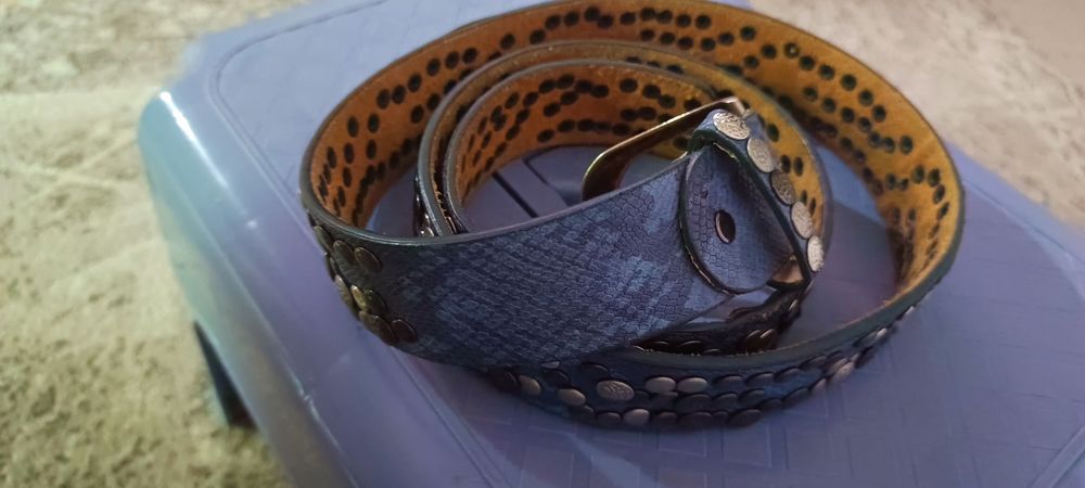 Curea damă piele bleumarin.