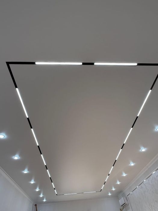 Кермелі төбе натяжной потолок