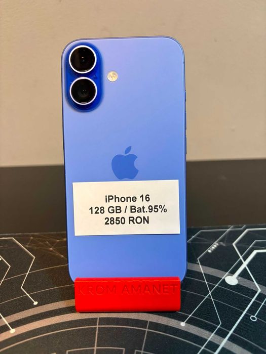 iPhone 16 Blue / 128 GB / Bat.95% / Garantie * Krom Amanet Margeanului *