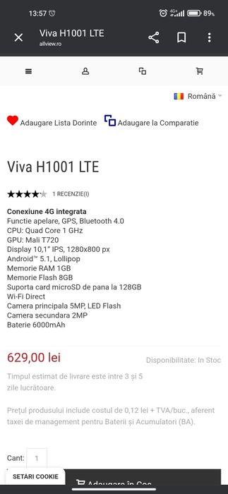 Tableta Allview Viva H1001