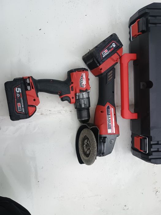 Set milwaukee flex fsag125x + filetanta fpd2 + 2 baterii 5 amperi