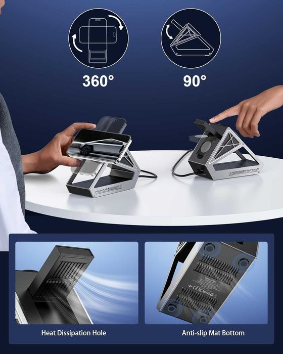 NANAMI Безжично зарядно устройство 3 в 1 за  iPhone, iWatch, AirPods