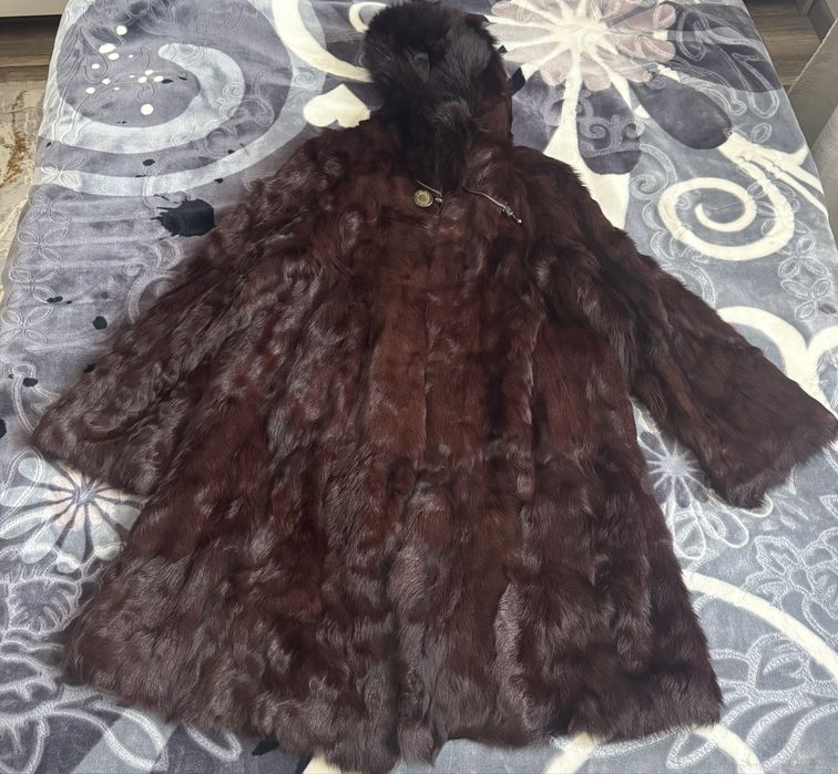 Haină lungă din blană naturală – Real Fur mărimea 52 – vintage - pret negociabil