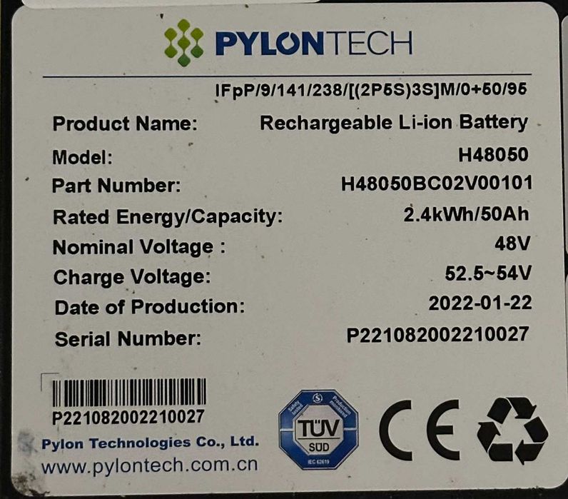 Modul Baterie Stocare LFP PYLONTECH 2,4 KWh High Voltage