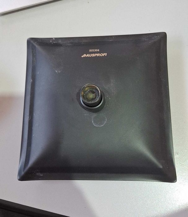 Cap dus HAUSPROFI, 20 cm, patrat, inox, jet tip ploaie, negru mat