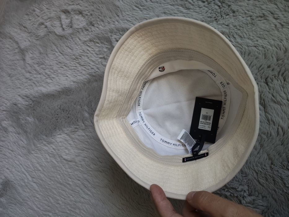 Tommy Hilfiger TH flag fabric bucket hat pălărie culoare crem/bej marimea OS noua originala