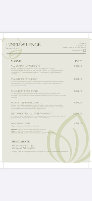 Salon Masaj “Inner Silence by Alex Toma”