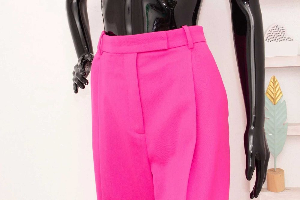 & Other Stories оригинален дамски панталон цикламен вълнен широк 40