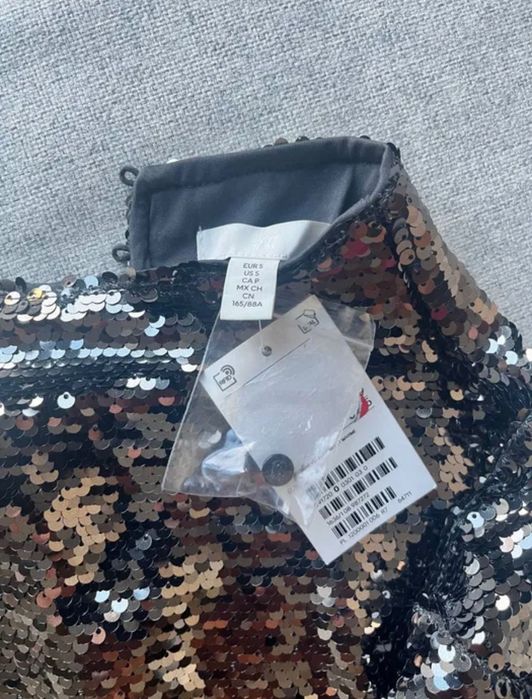 Нова черна пола с пайети М размер, H&M топ с пайети S размер