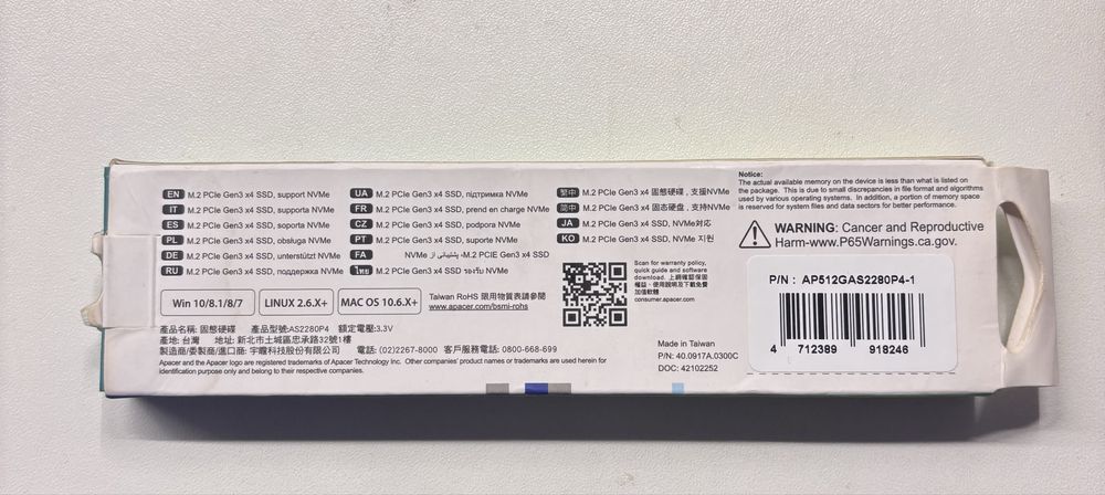 Apacer M.2 PCle Gen3 x4 SSD продаю срочно
