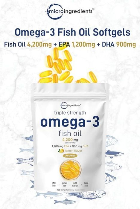 Omega 3,4200 mg, 120 ta softgel,омега,dha EPA,micro ingredients