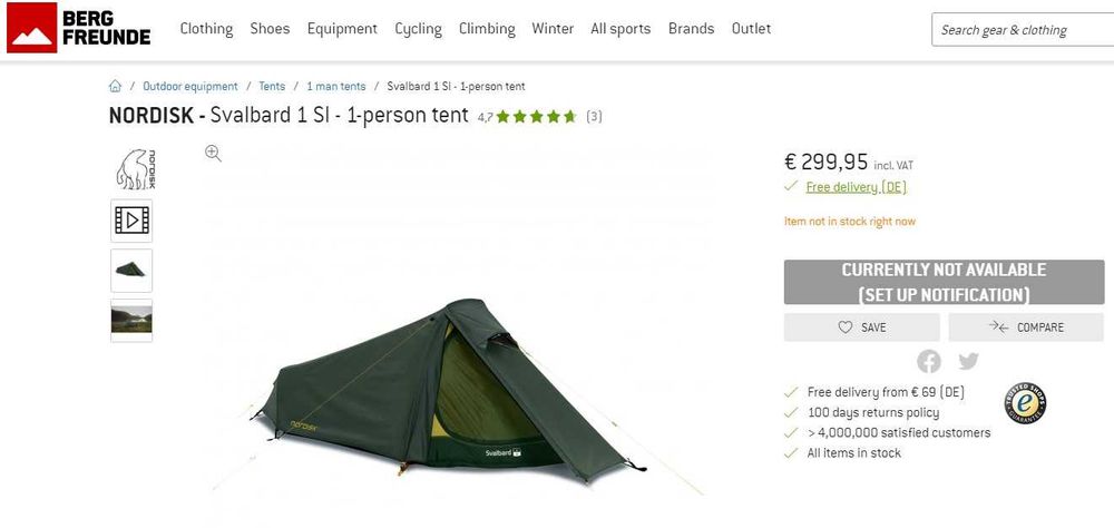 Двуслойна Палатка Nordisk Svalbard 1 SI tent, НОВА лека