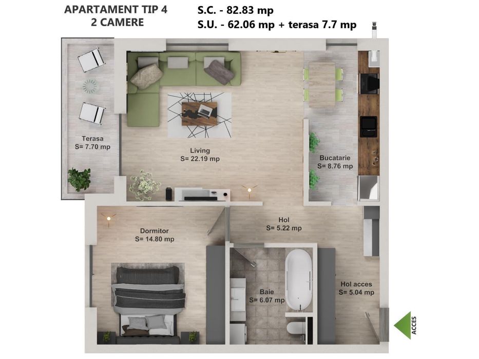 Apatrament  2 camere