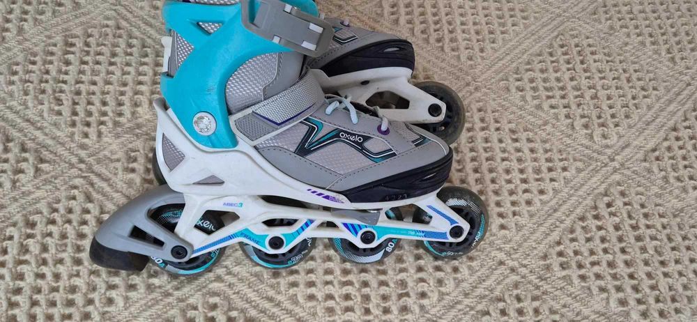 Детски ролери Oxelo, сиво/ментово