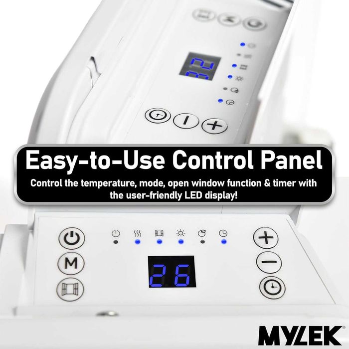 MYLEK Електрически панелен радиатор за отопление 500W UK Щепсел