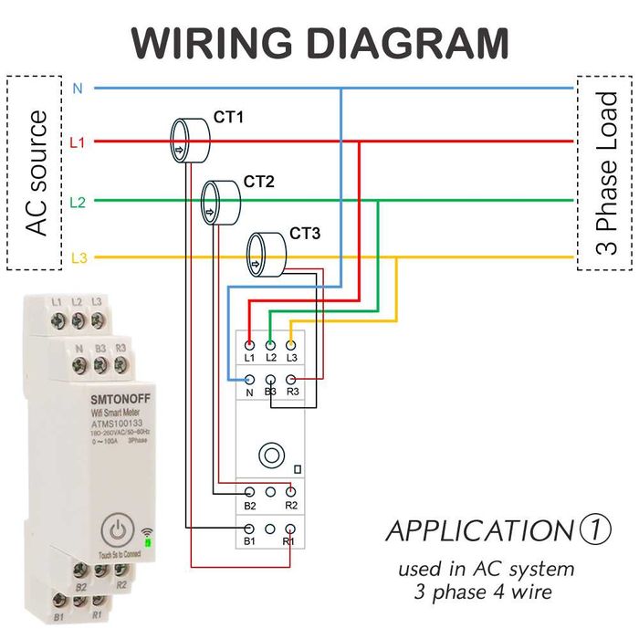 100A Tuya Двупосочен трифазен електромер