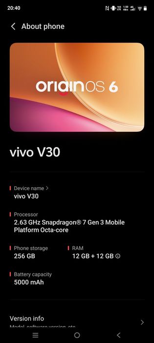 Vivo v30 12+12 gb 256gb