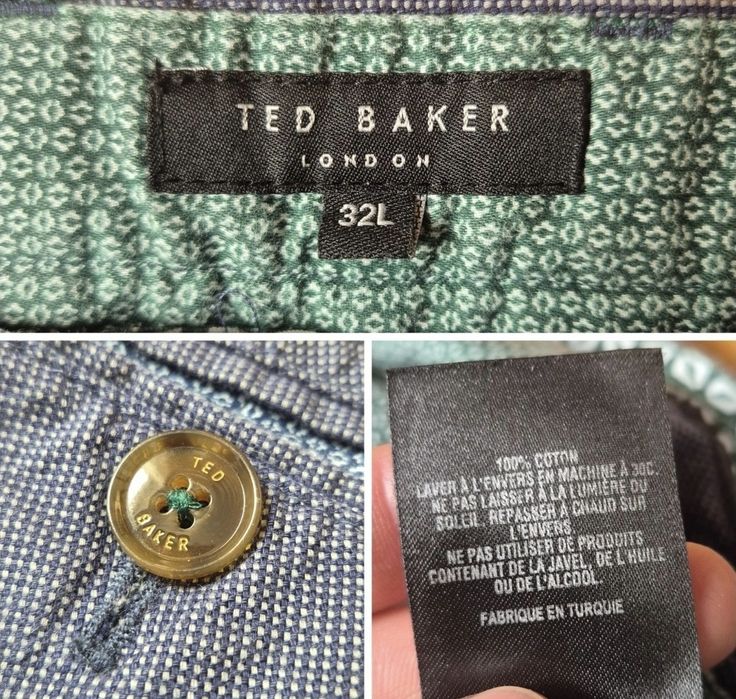 Pantaloni Premium Ted Baker Slim Fit, Din Bumbac Pur, Bărbați - 32L