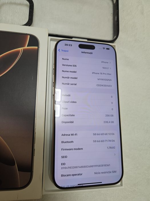 Iphone 16 pro max Desert Titanium 256GB, stare impecabilă Full box