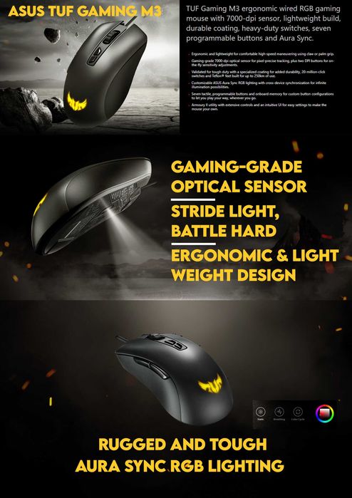 Нова ASUS TUF M3 RGB Гейминг мишка