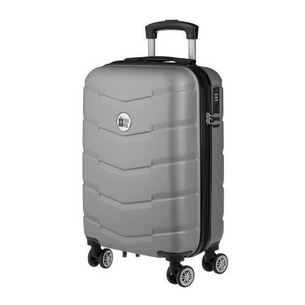 Куфар с колелца, Релефен, 87л., Сив металик