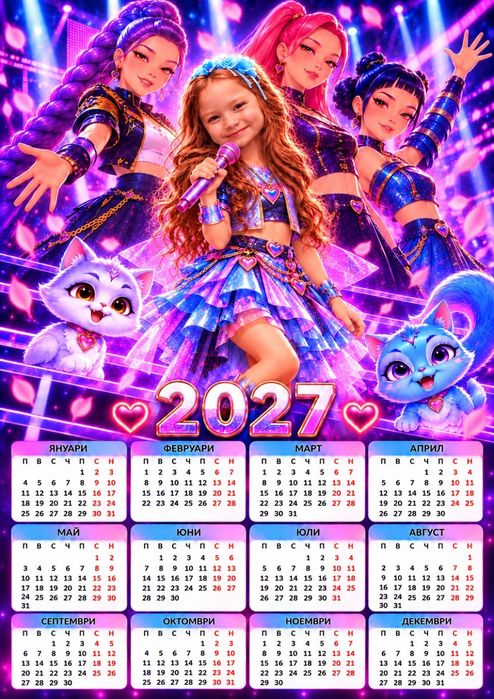 Персонализирани календари 2027 със снимка – А4, А3, А3+