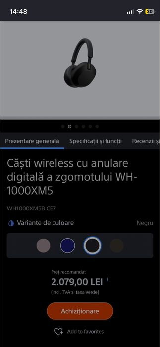 Sony WH-1000XM5(căști audio cu carcasă)