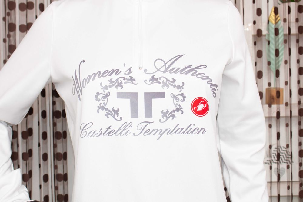 Castelli оригинална дамска термо блуза за колоездене бяла 1/4 цип М