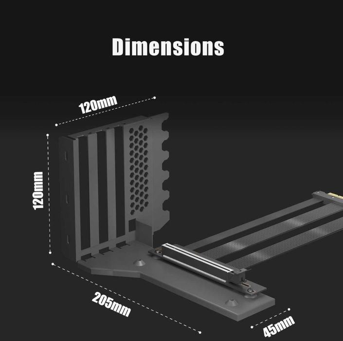 GLOTRENDS Suport Vertical GPU PCIe 5.0 x16 Riser 150mm 3 Slot RTX 5090 4090 RX 9070 Placa Video PC Gaming Resigilat Open Box