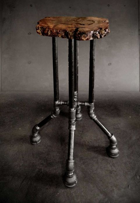 Mobilier industrial lemn masiv & țevi metalice