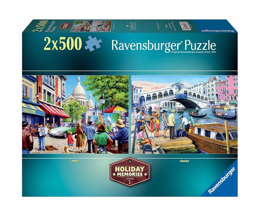 Пъзел Ravensburger 2x500 ел. - Спомен от Париж и Венеция