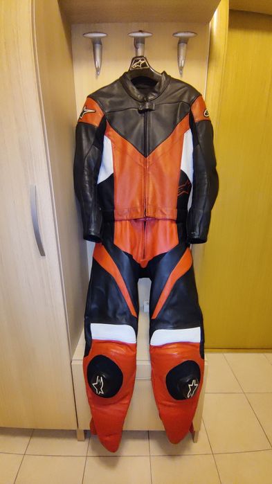 Кожен мото екип Alpinestars 56 - ЧЕРВЕНО, ЧЕРНО, БЯЛО