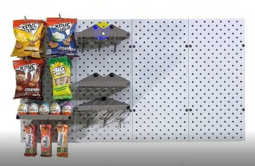 Teshilgan panel, перфопанель, do'konda ilgaklar uchun panel