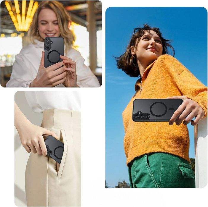 Матов magsafe кейс за samsung galaxy s25+ plus - черен