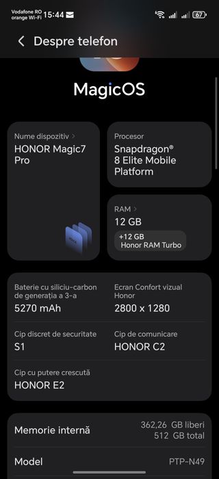 Honor magic 7 pro 24gb RAM 512 GB stocare